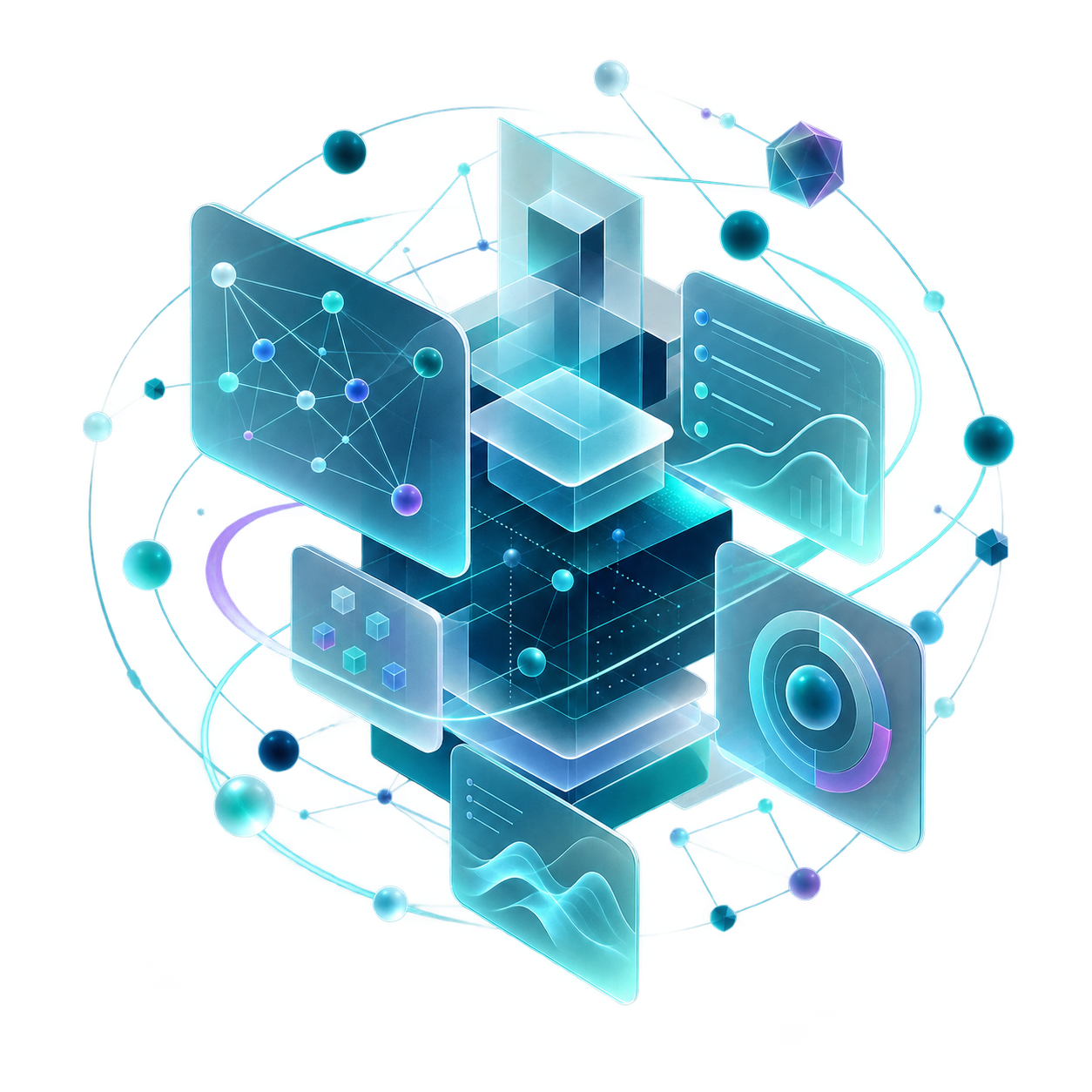 Ilustração de soluções digitais conectadas para empresas